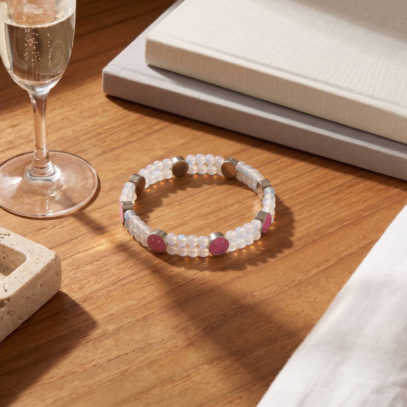 Rainbow White Mermaid Glass x Pink Luminous Enamel | Smile Bracelet