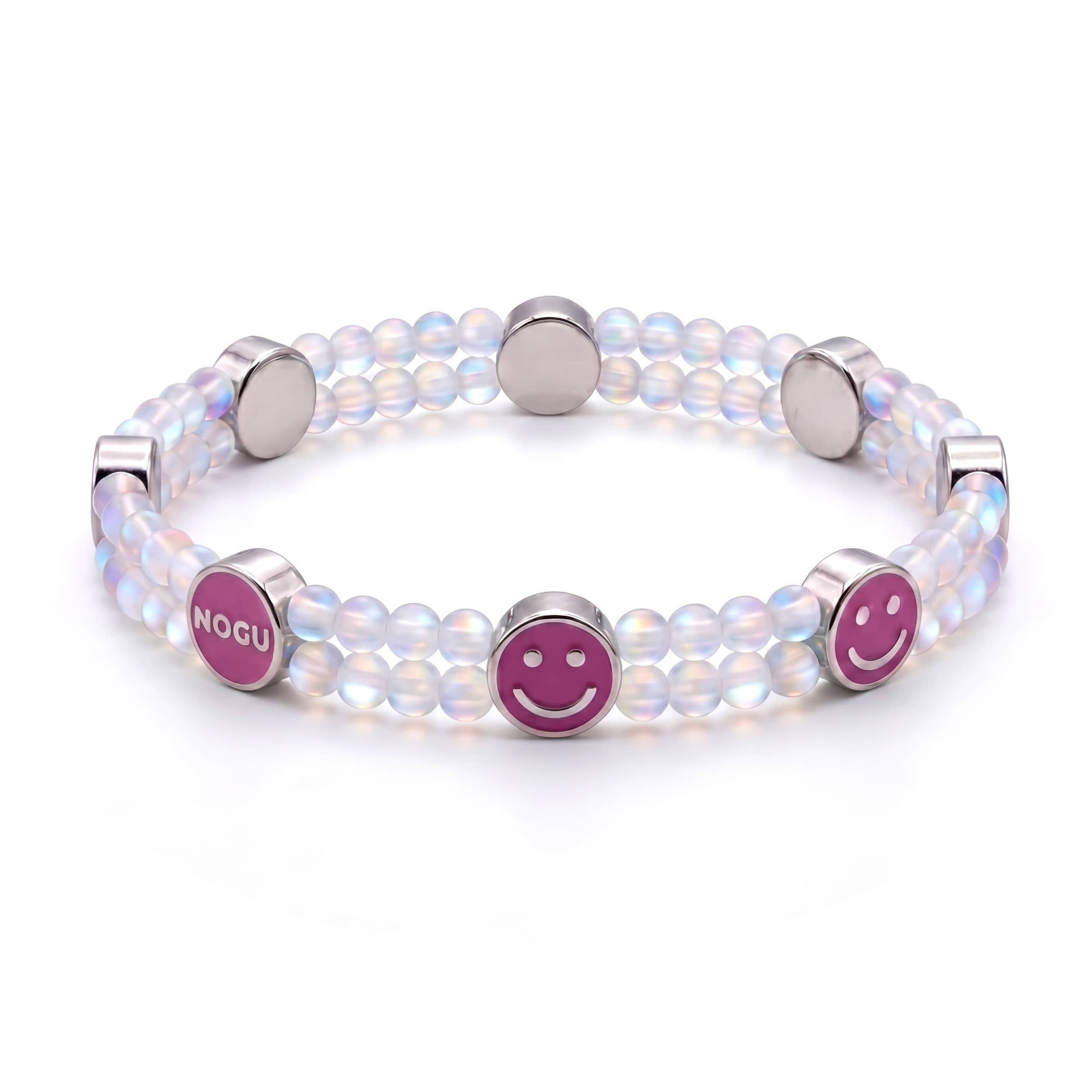 Rainbow White Mermaid Glass x Pink Luminous Enamel | Smile Bracelet