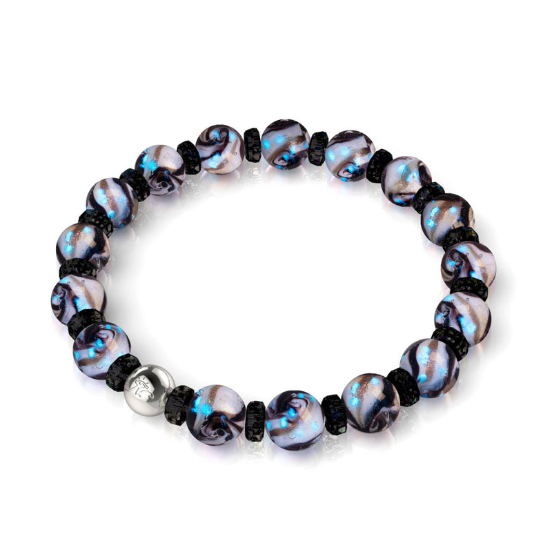 Midnight Shimmer | Firefly Glass x Black Crystal Swirl Bracelet