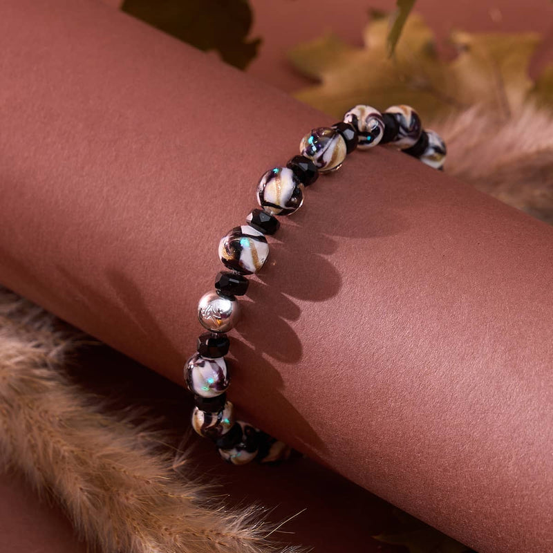 Midnight Shimmer | Firefly Glass x Black Crystal Swirl Bracelet