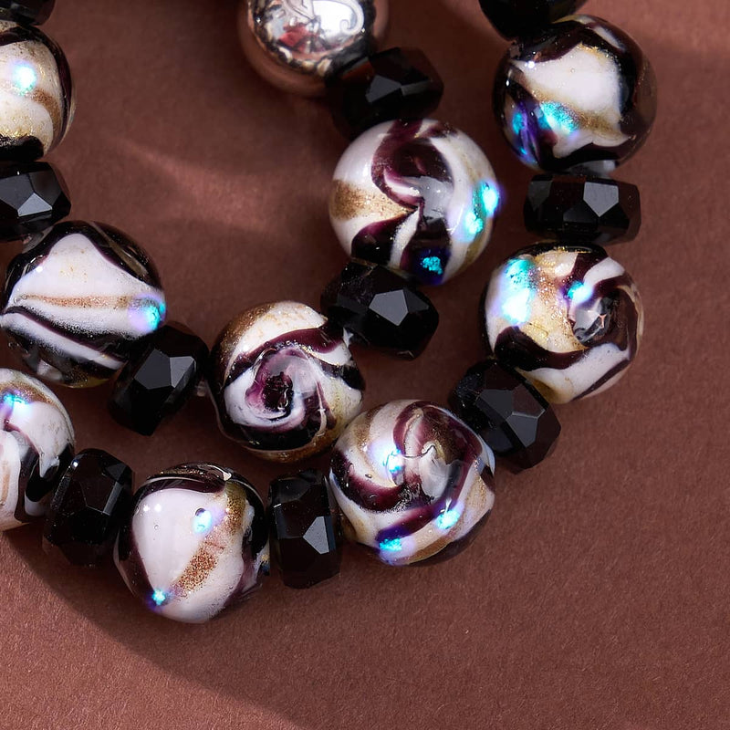Midnight Shimmer | Firefly Glass x Black Crystal Swirl Bracelet