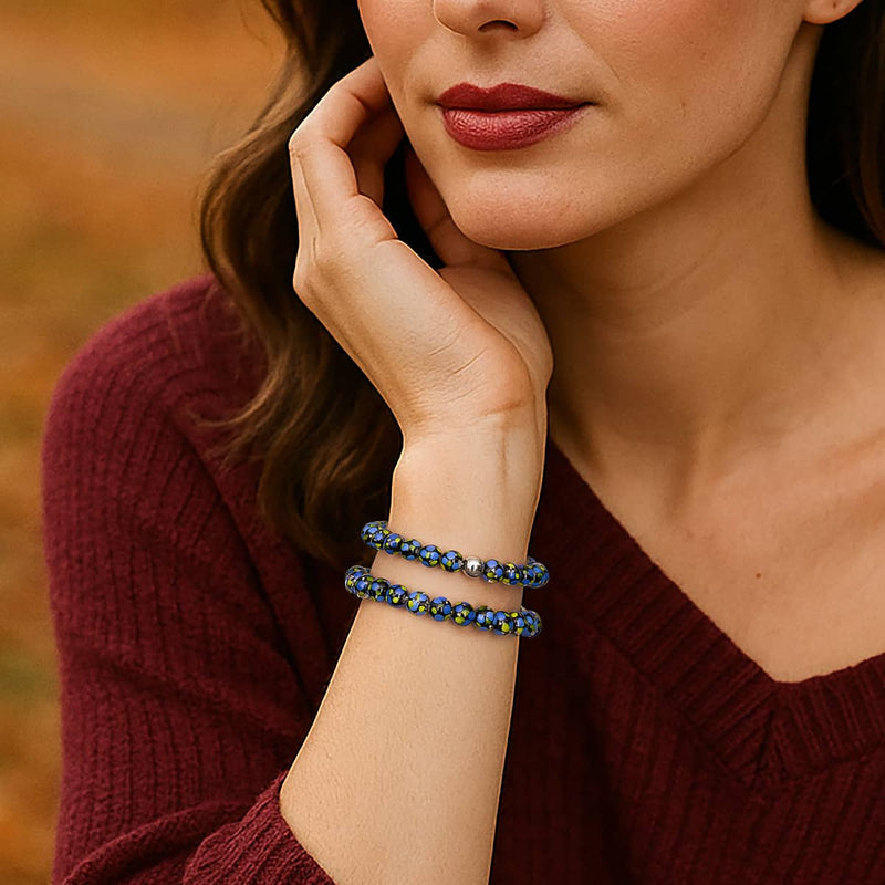 Black and Blue | Firefly Glass Polka Dot Bracelet