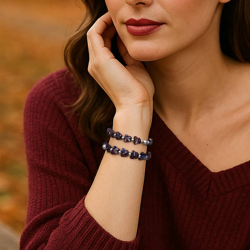 Purple Storm | Gem Glass Butterfly Bracelet