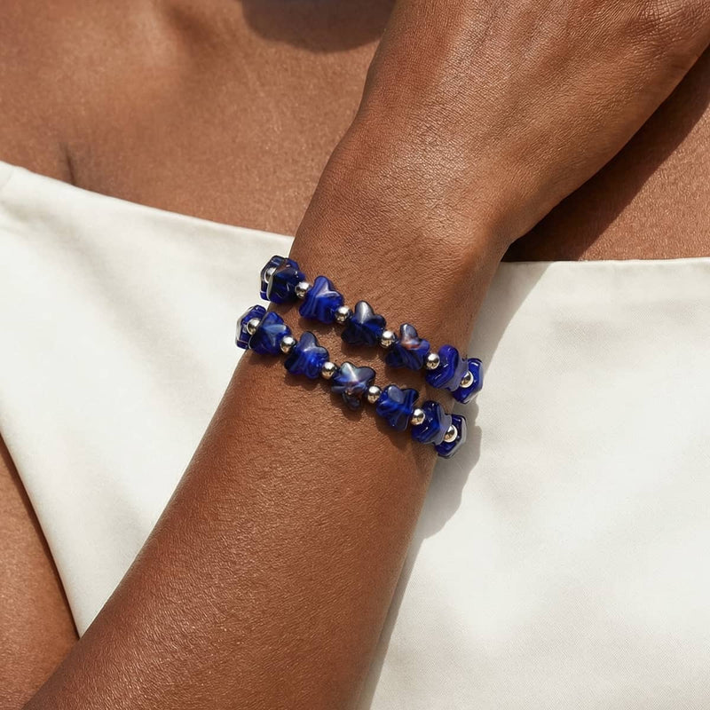 Sapphire Storm | Gem Glass Butterfly Bracelet