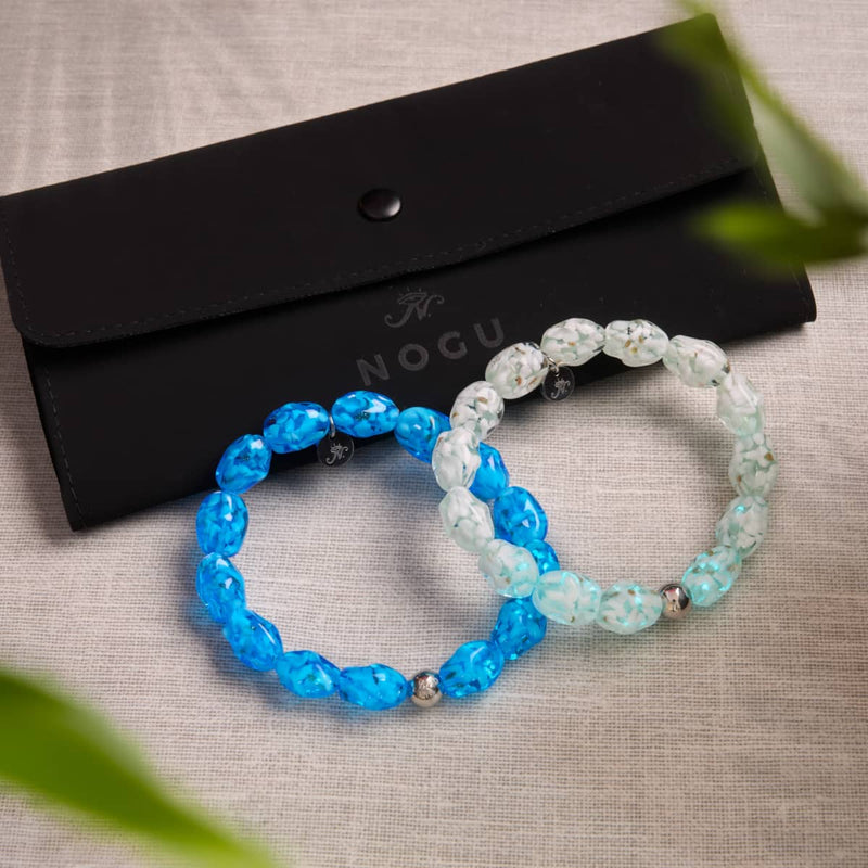 Firefly Glass Cloud Pebble Bracelet 2-Set