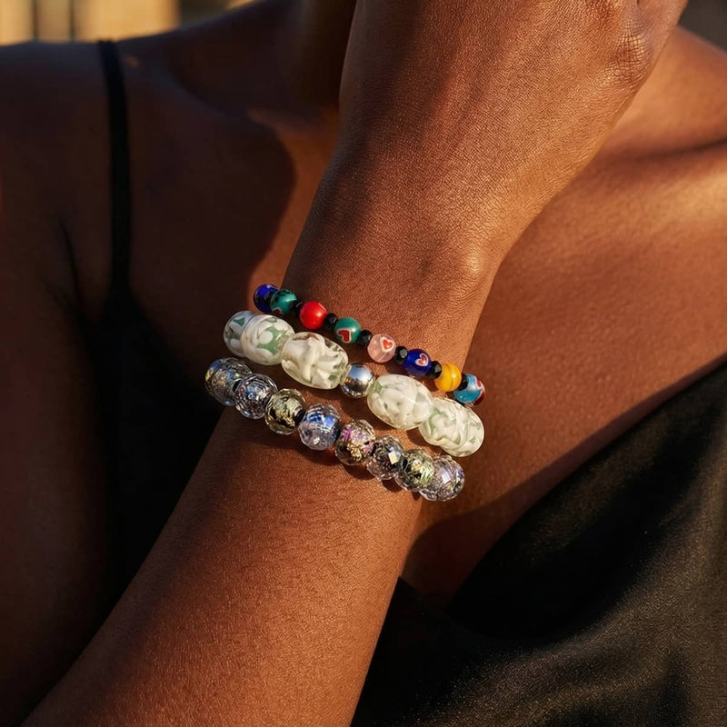 Mosaic Micro Hearts | Crystal Millefiori Bracelet