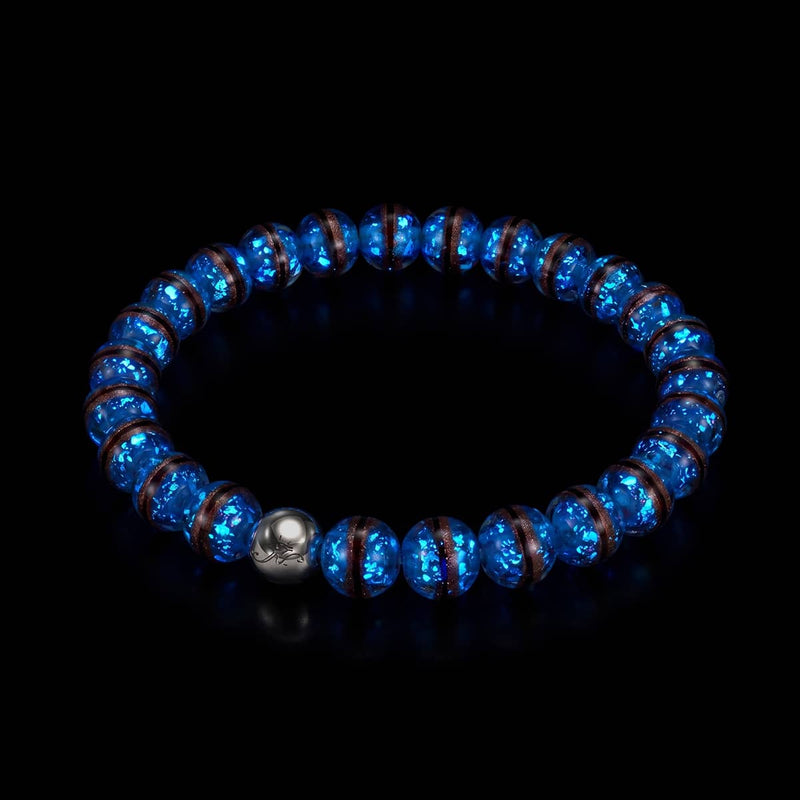Bleu Caspienne | Bracelet en verre de tigre