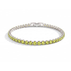 Cristal Peridot x Rhodium | Bracelet de club de tennis