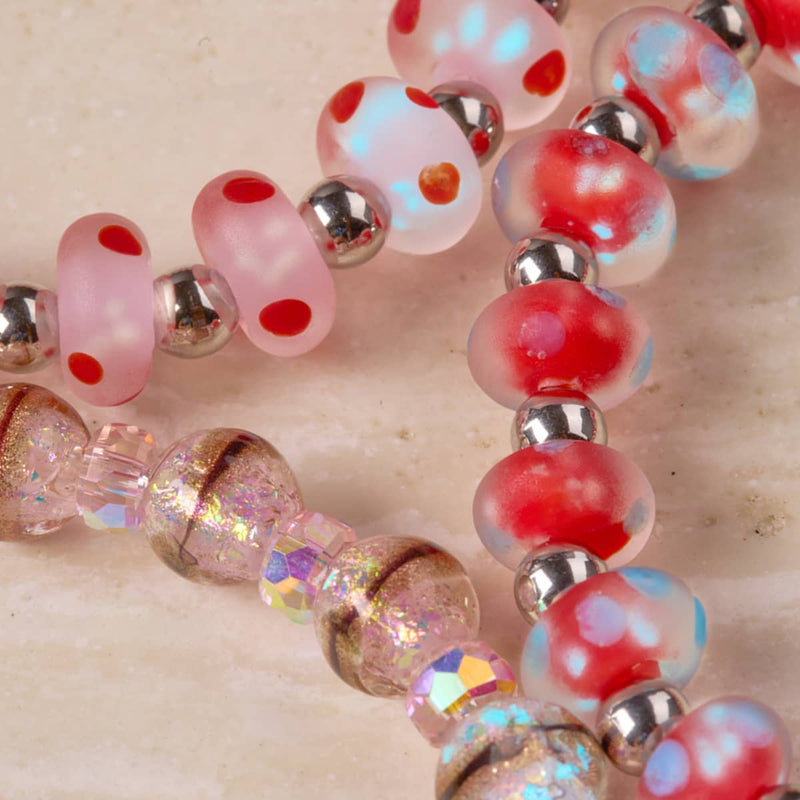 Strawberry Sherbet Frosted Polka Dot Bracelet 2-Set