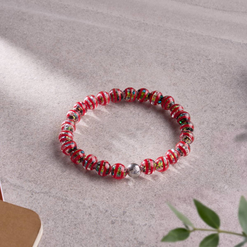 Cramoisi et cuivre | Firework Glass Bracelet ruban