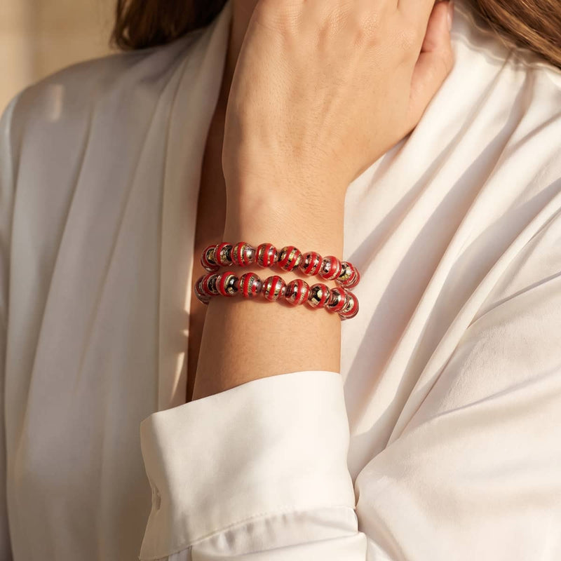 Cramoisi et cuivre | Firework Glass Bracelet ruban