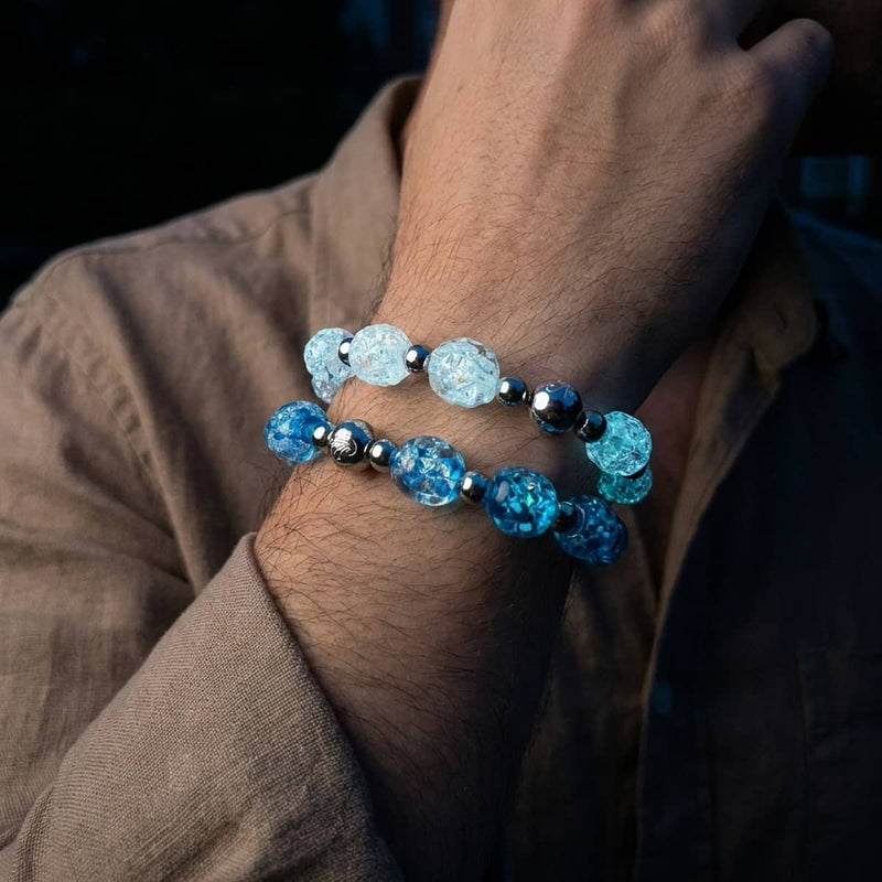 Rainbow Ice Storm | Firework Glass Ice Drop Bracelet 2-Set