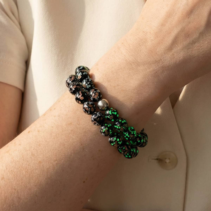 Obsidian | .925 Sterling Silver | Firefly Glass Bracelet