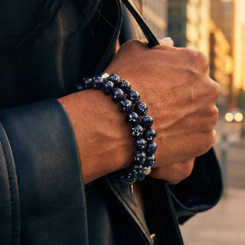 Bracelet en verre Firefly | Argent sterling 925 | Noir absolu