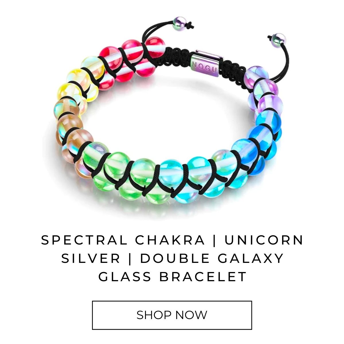 Spectral Chakra | Unicorn Silver | Double Galaxy Glass Bracelet