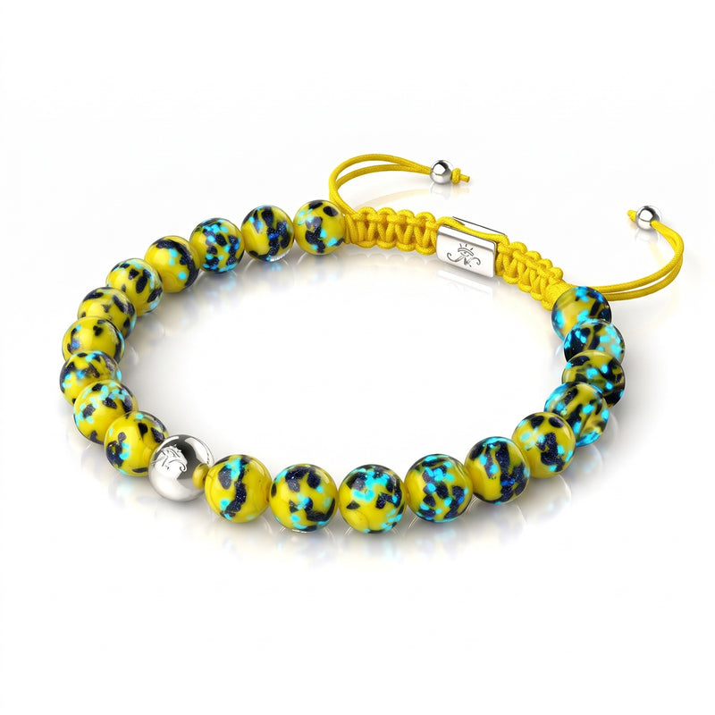Blue Limoncello | Silver | Firefly Glass Macrame Bracelet
