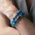 Bracelet en verre Firefly en argent sterling 925 avec écume de mer bleue