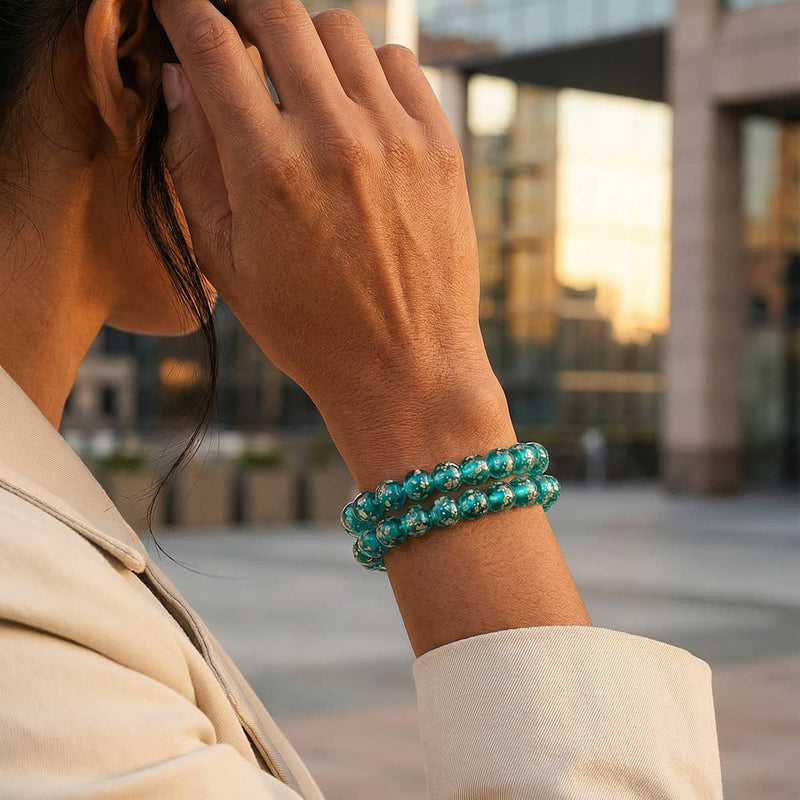 Sarcelle | Argent sterling .925 | Bracelet Verre Luciole