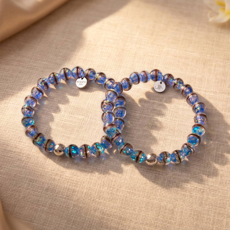 Bleu Caspienne | Bracelet en verre de tigre