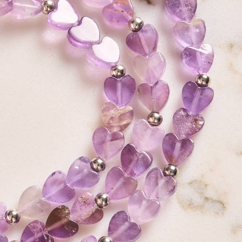 Améthyste | Argent sterling 925 | Enveloppement en forme de cœur