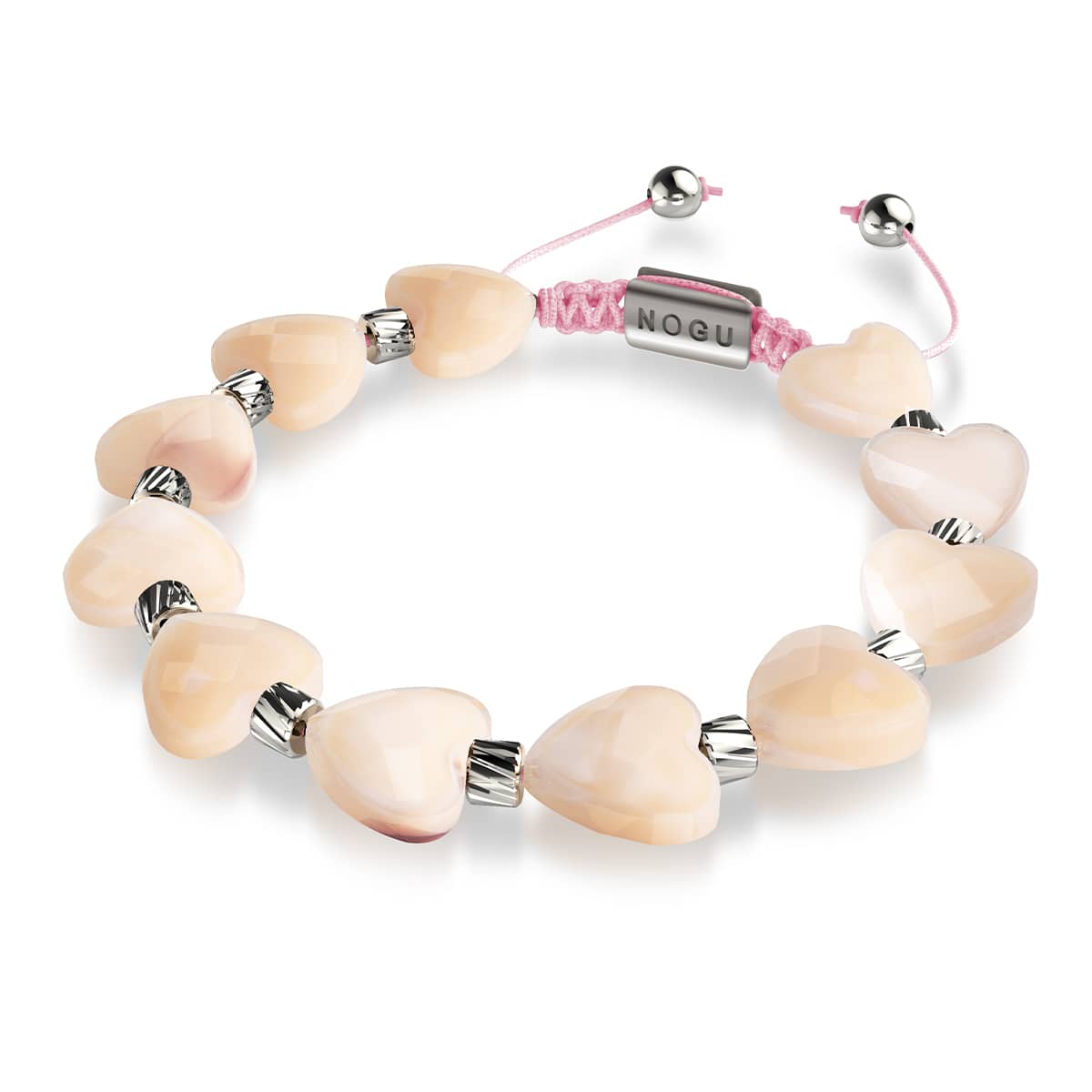 Bracelet en macramé avec cristaux | Cordon de cœur rosé