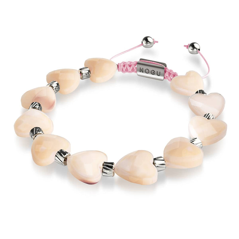 Bracelet en macramé avec cristaux | Cordon de cœur rosé