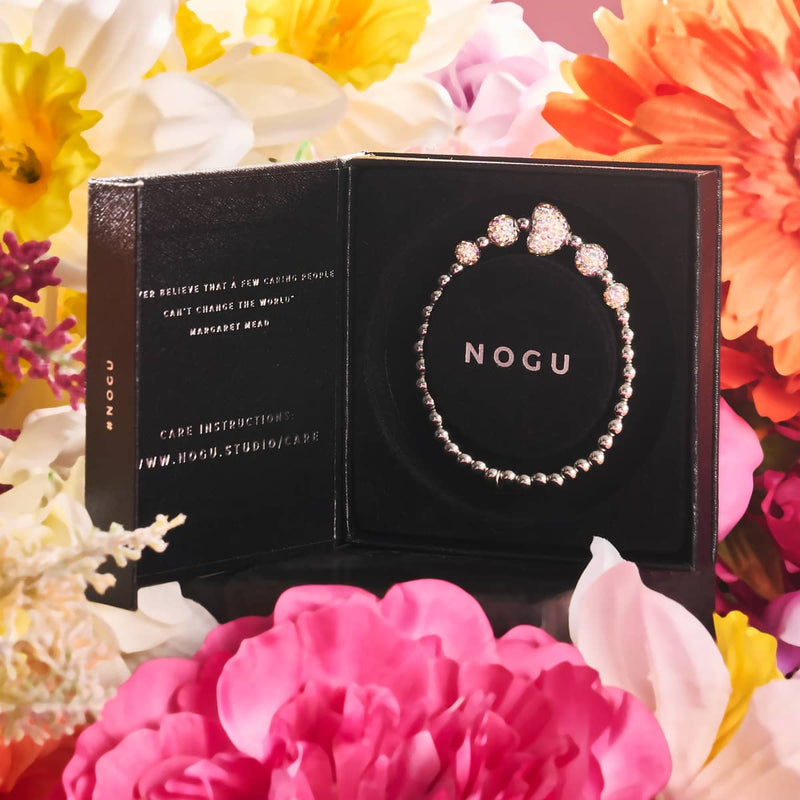 Bracelet en forme de cœur en cascade avec cristal blanc licorne | Kikiballa