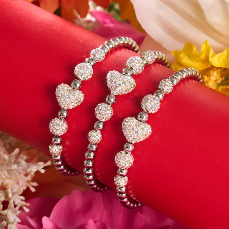 Bracelet en forme de cœur en cascade avec cristal blanc licorne | Kikiballa