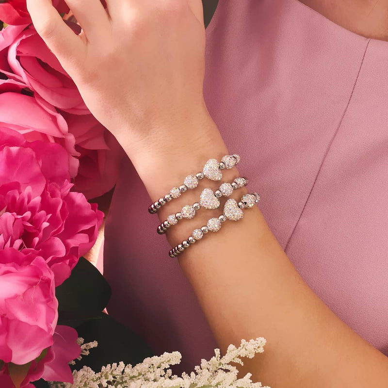 Bracelet en forme de cœur en cascade avec cristal blanc licorne | Kikiballa