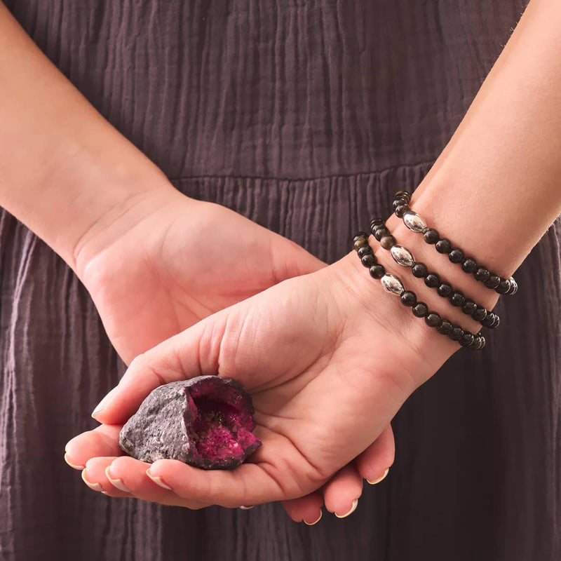 Obsidienne AAA | Argent sterling 925 | Bracelet en pierres précieuses