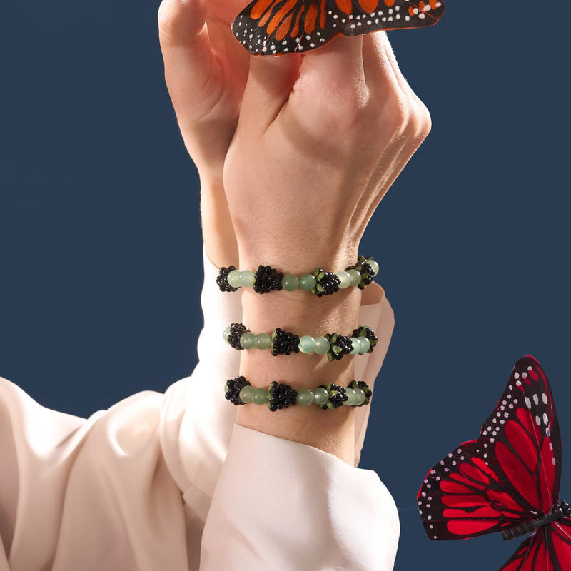 Aventurine noire et verte | Argent sterling 925 | Bracelet baies