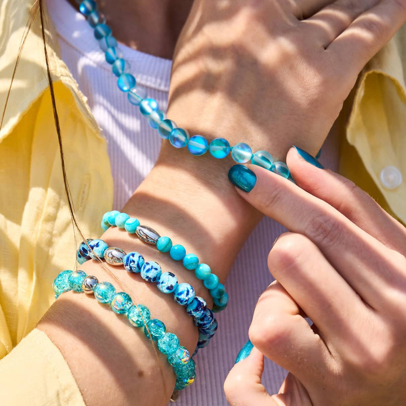 Blue Curacao | .925 Sterling Silver | Bubble Glass Bracelet