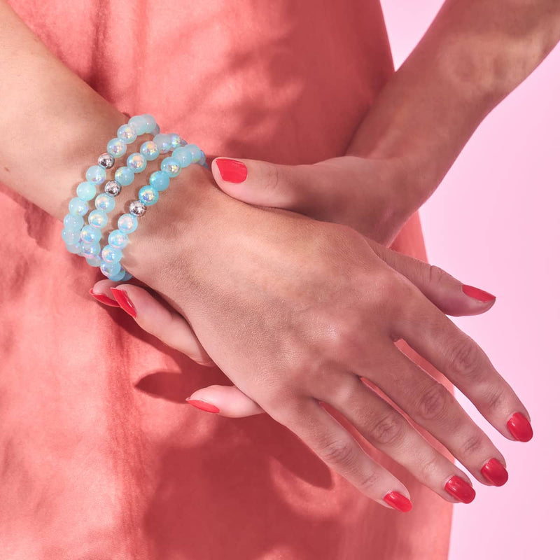 Bracelet Kiwi bleu | Argent sterling 925 | Verre à bulles