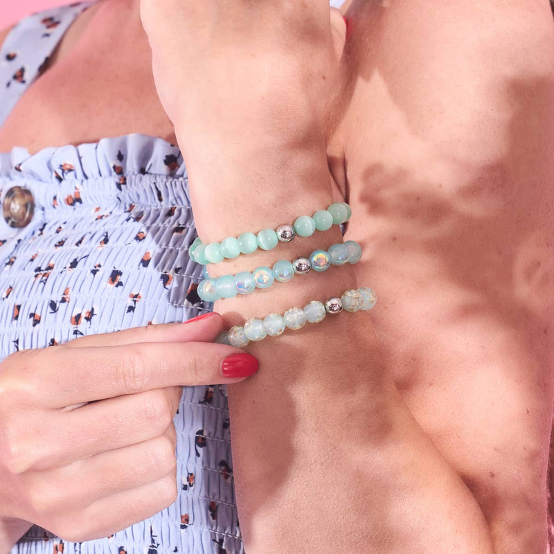 Bracelet Kiwi bleu | Argent sterling 925 | Verre à bulles