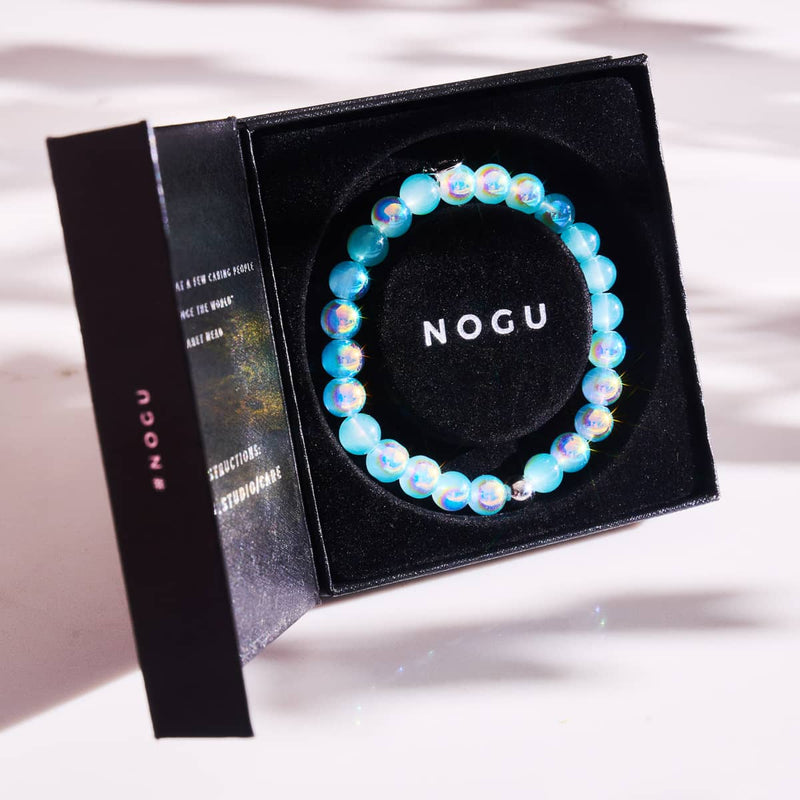 Bracelet Kiwi bleu | Argent sterling 925 | Verre à bulles