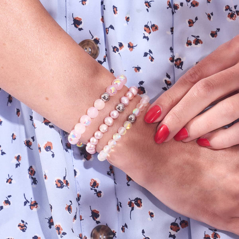 Framboise | Argent sterling 925 | Bracelet en verre à bulles