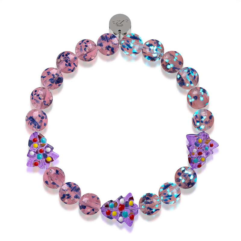 Bracelet en verre Firefly | Argent | Violet à feuilles persistantes
