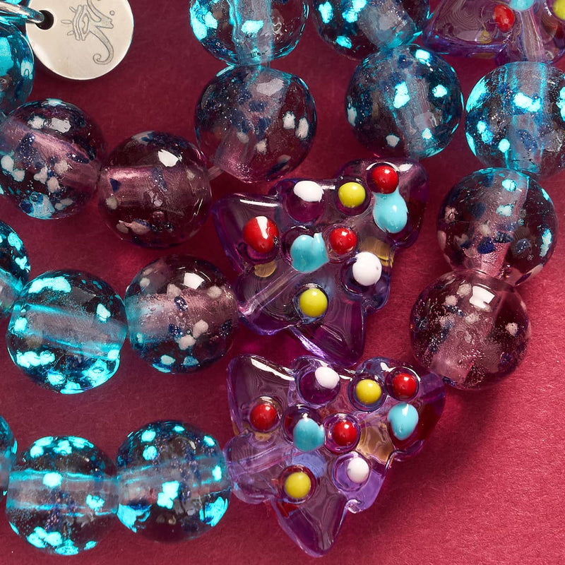 Bracelet en verre Firefly | Argent | Violet à feuilles persistantes