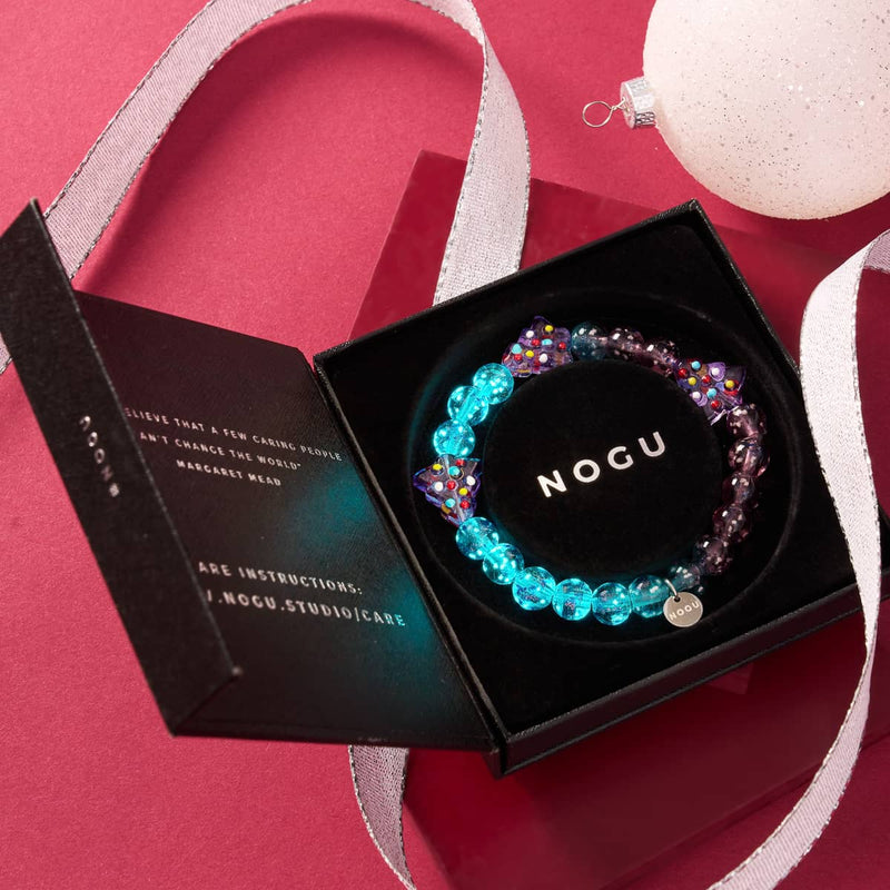 Bracelet en verre Firefly | Argent | Violet à feuilles persistantes