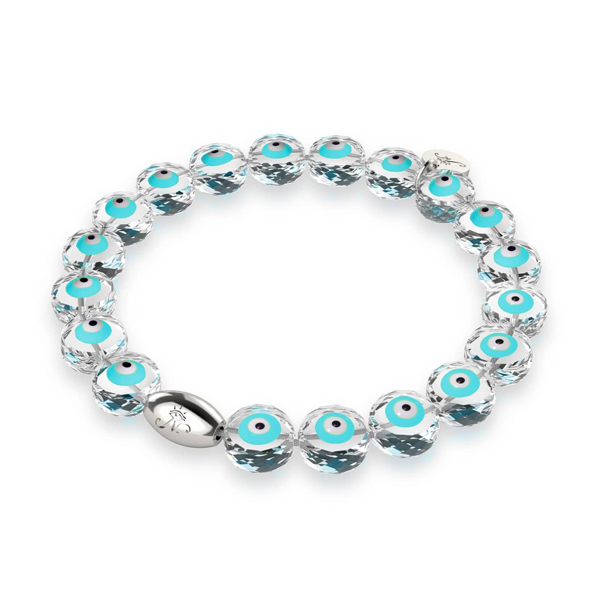 Aqua | .925 Sterling Silver | Crystal Evil Eye Bracelet