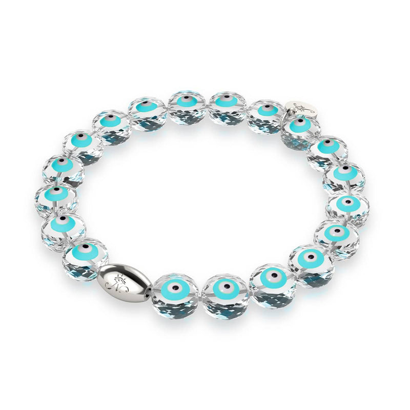 Aqua | Argent sterling 925 | Bracelet mauvais œil en cristal