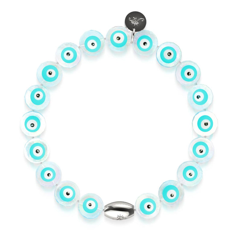 Aqua | Argent sterling 925 | Bracelet mauvais œil en cristal