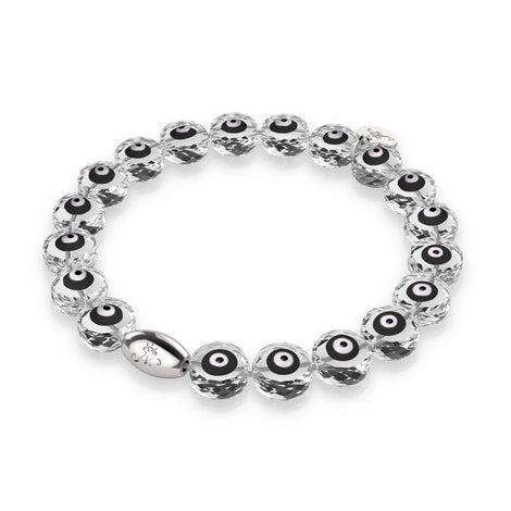 Black | .925 Sterling Silver | Crystal Evil Eye Bracelet