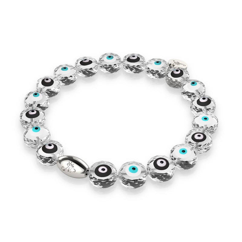 Bracelet en cristal contre le mauvais œil | Argent sterling 925 | Monochromatique