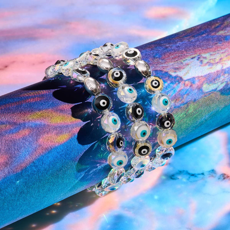 Bracelet en cristal contre le mauvais œil | Argent sterling 925 | Monochromatique