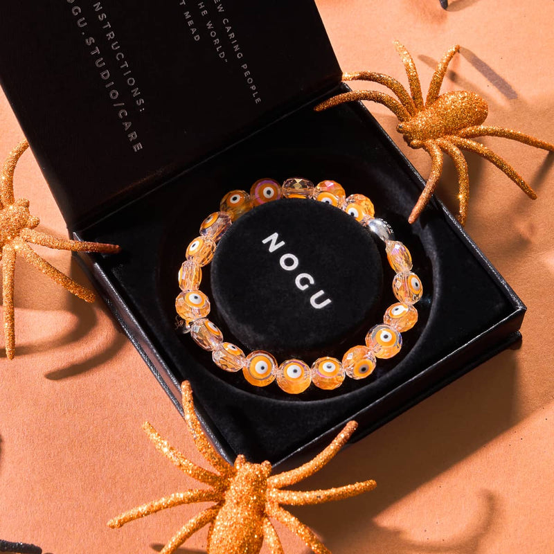 Bracelet en cristal contre le mauvais œil | Argent sterling 925 | Orange