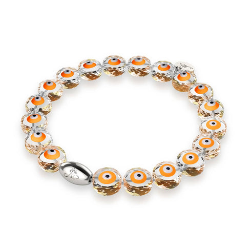 Bracelet en cristal contre le mauvais œil | Argent sterling 925 | Orange