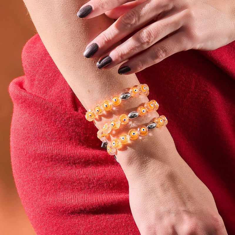 Bracelet en cristal contre le mauvais œil | Argent sterling 925 | Orange