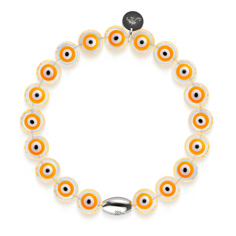 Bracelet en cristal contre le mauvais œil | Argent sterling 925 | Orange