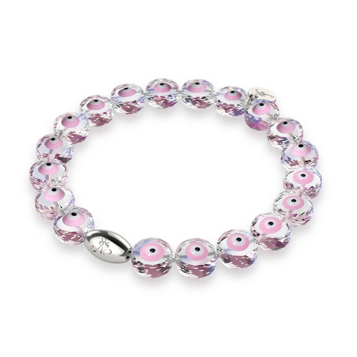 Bracelet mauvais œil en cristal | Argent sterling 925 | Rose